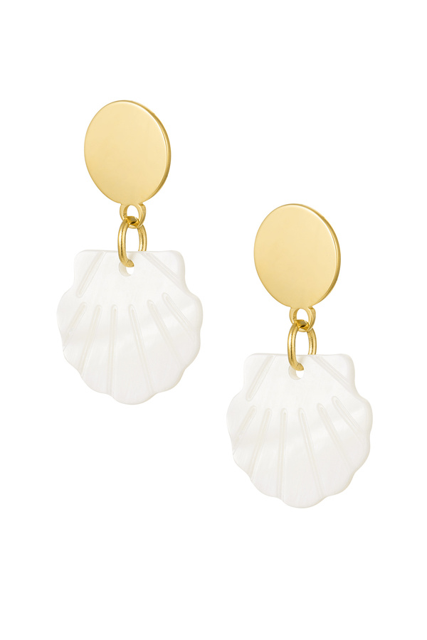 Earrings shell with circle - gold Stainless Steel
