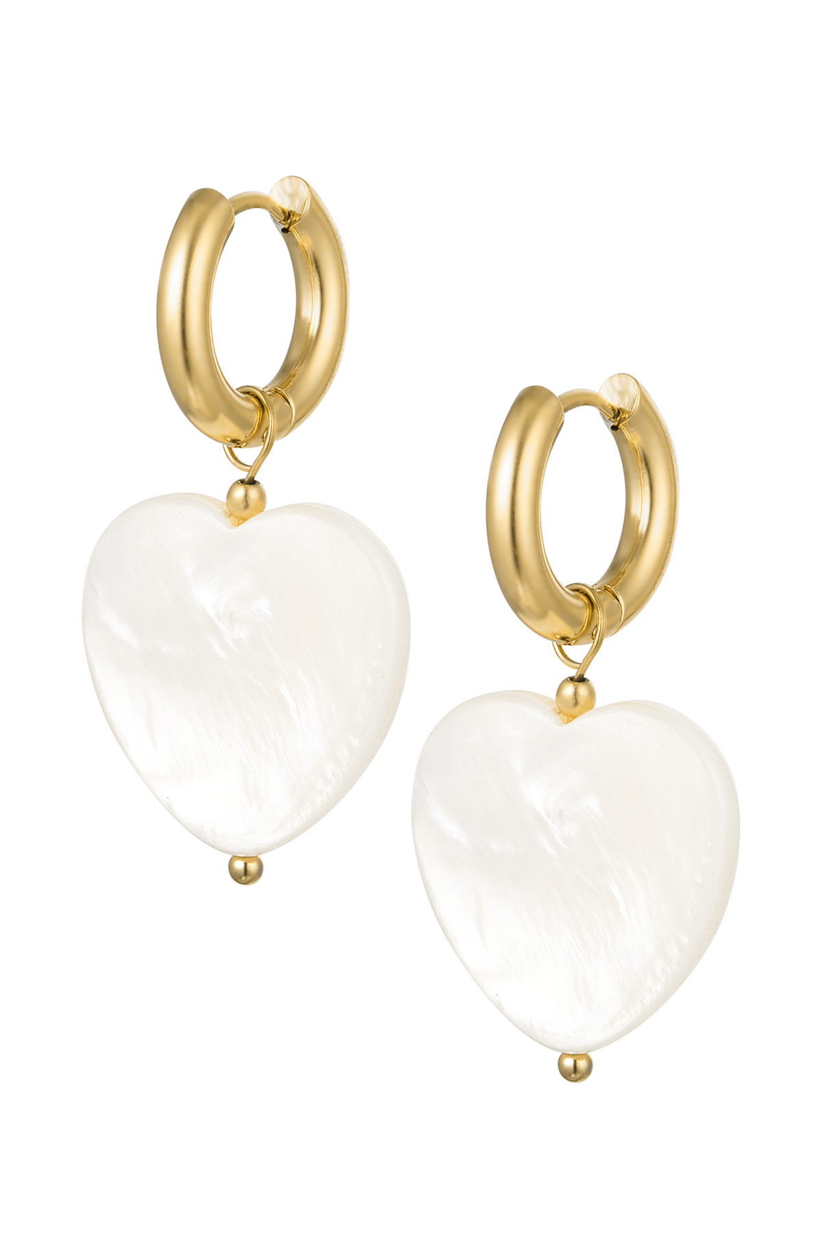 Earrings large seashell heart - Gold Color Stainless Steel 