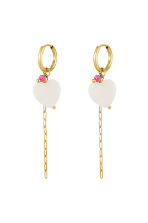 Earrings heart with chain - gold h5 