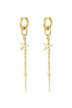 Starfish earrings with chain - gold Stainless Steel h5 