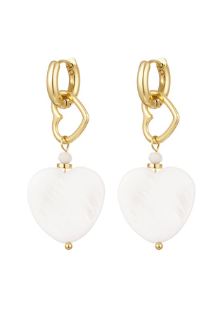 Earrings 2 times heart - gold Stainless Steel h5 