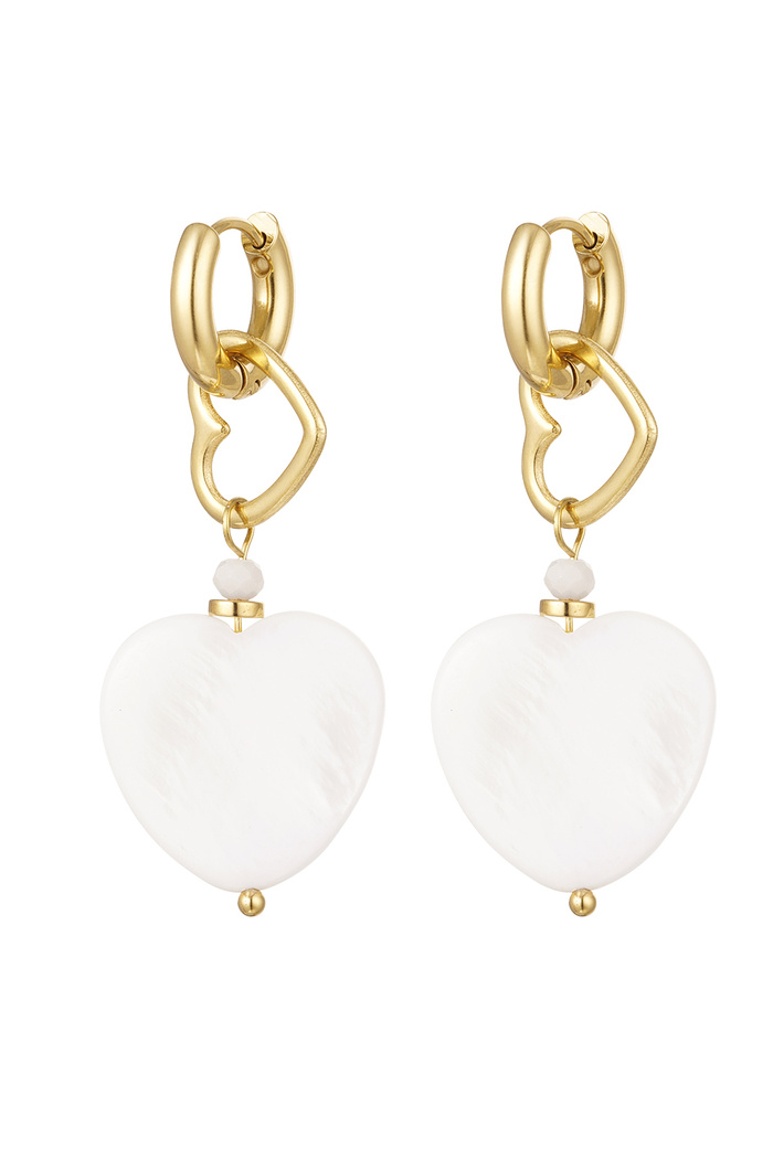 Earrings 2 times heart - gold Stainless Steel 