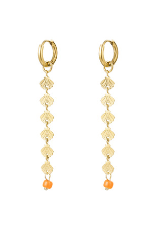 Muschel-Girlanden-Ohrringe mit Perle – goldfarbener Edelstahl h5 