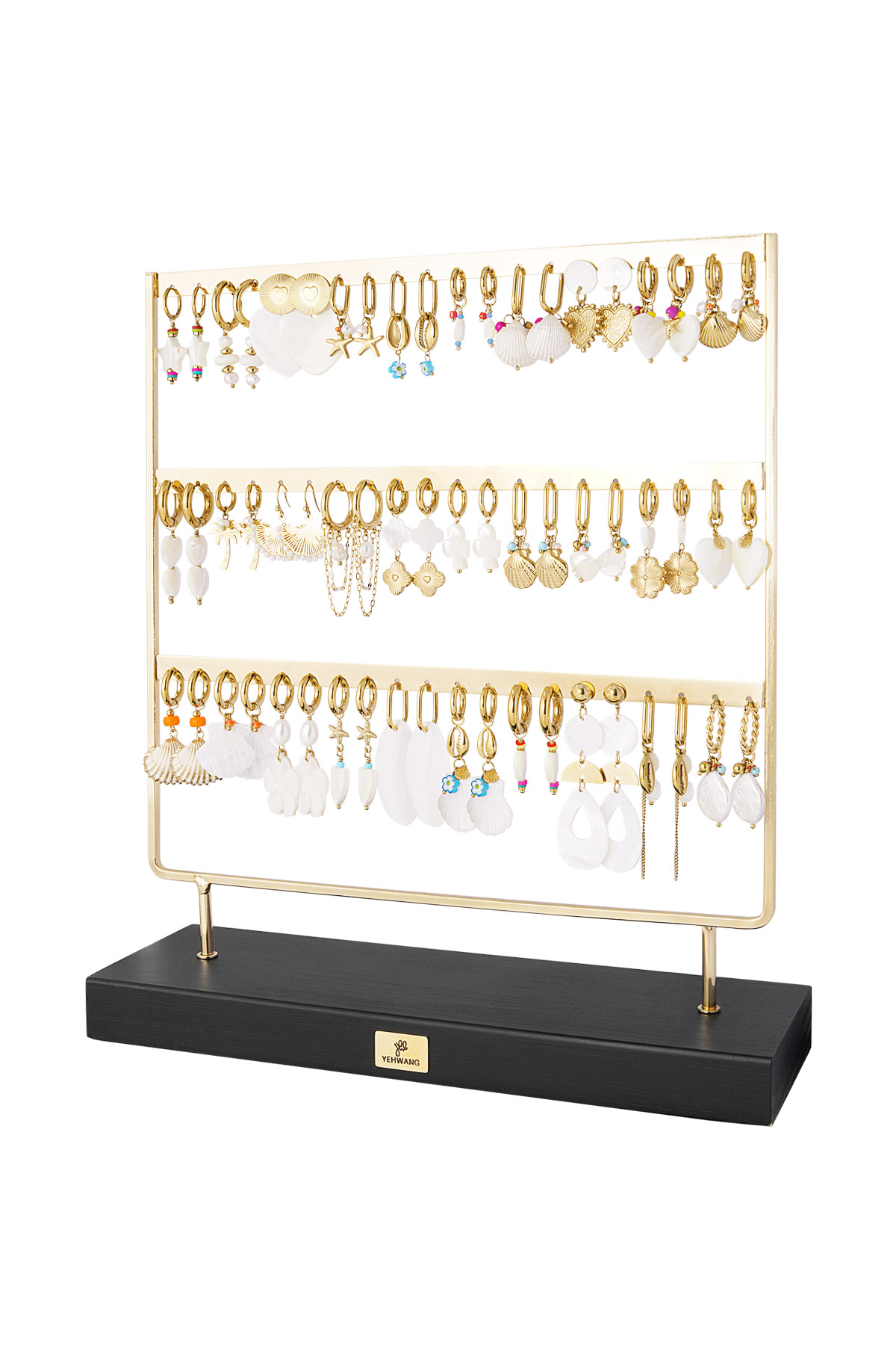 Display earrings charms &amp; seashell - gold