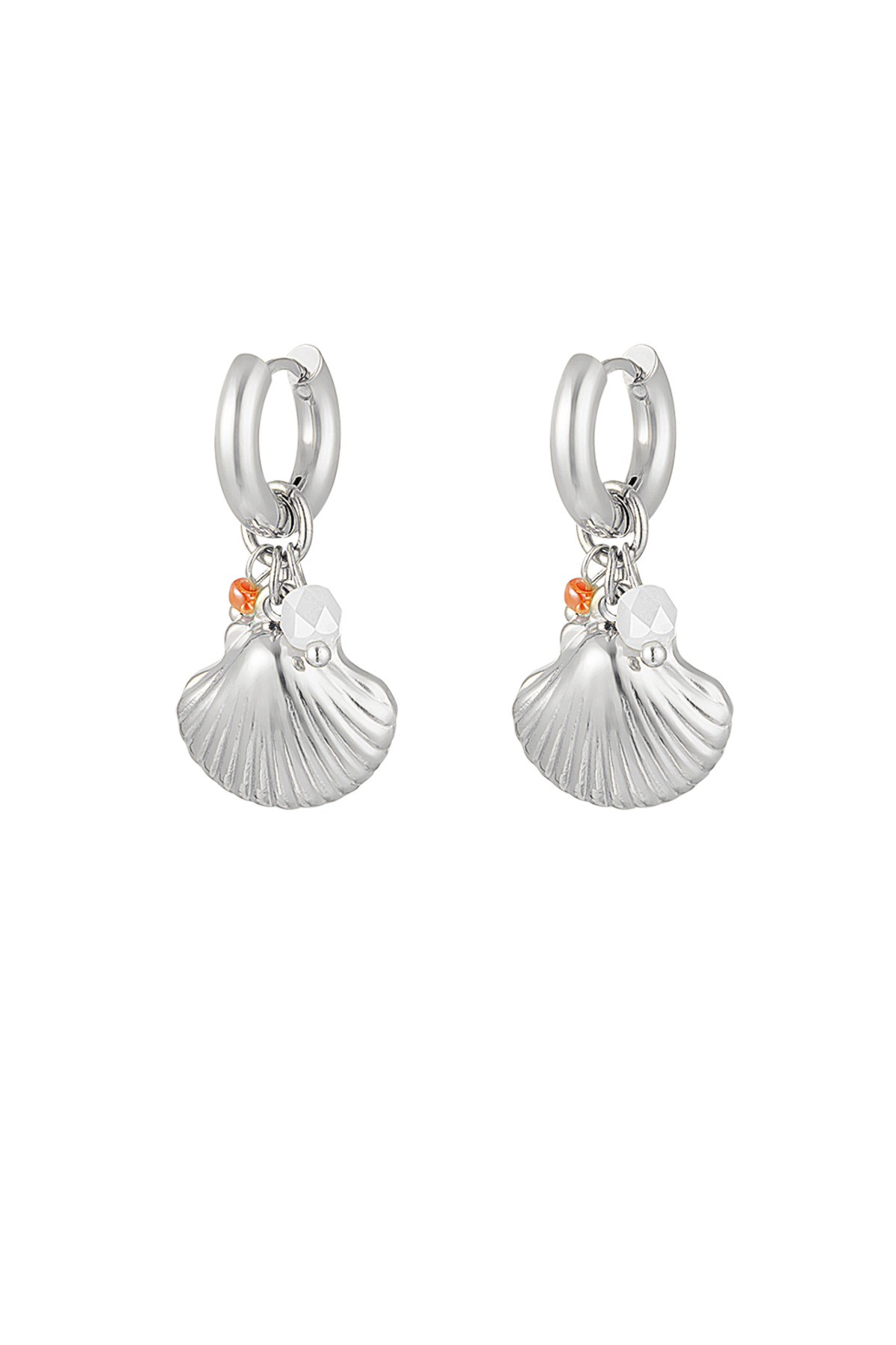 Earrings with charm shells - Silver Color color