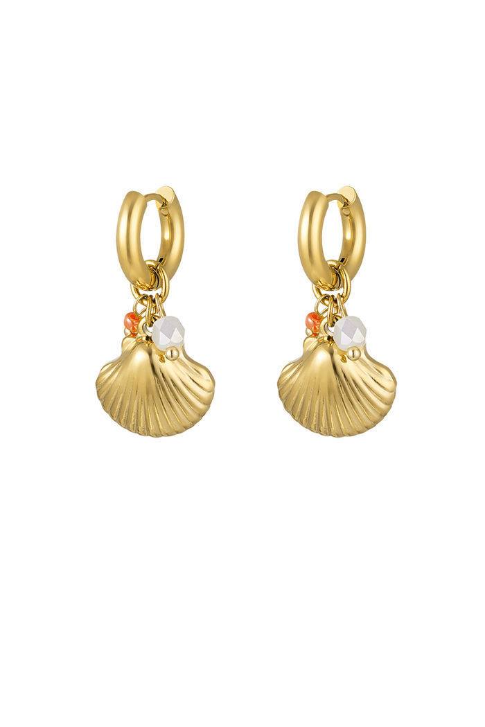 Earrings with charm shells - gold 