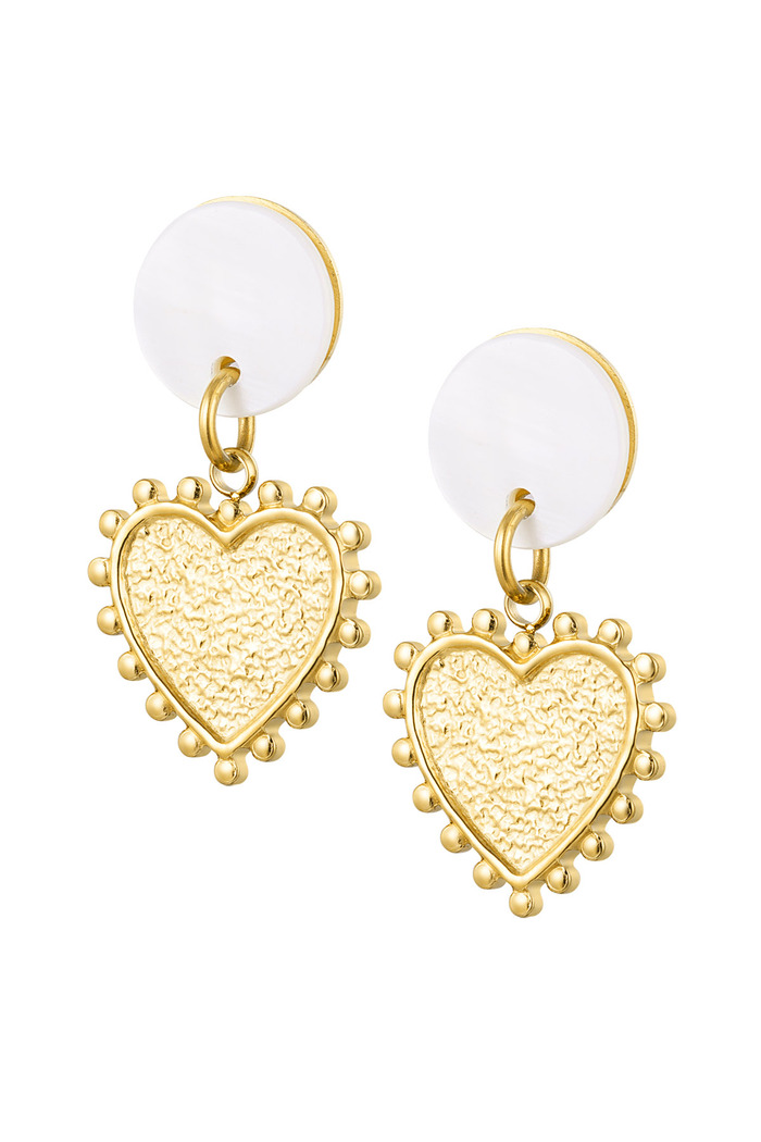Earring shell with heart detail - gold 