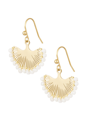 Earrings shell with beads - gold Stainless Steel h5 