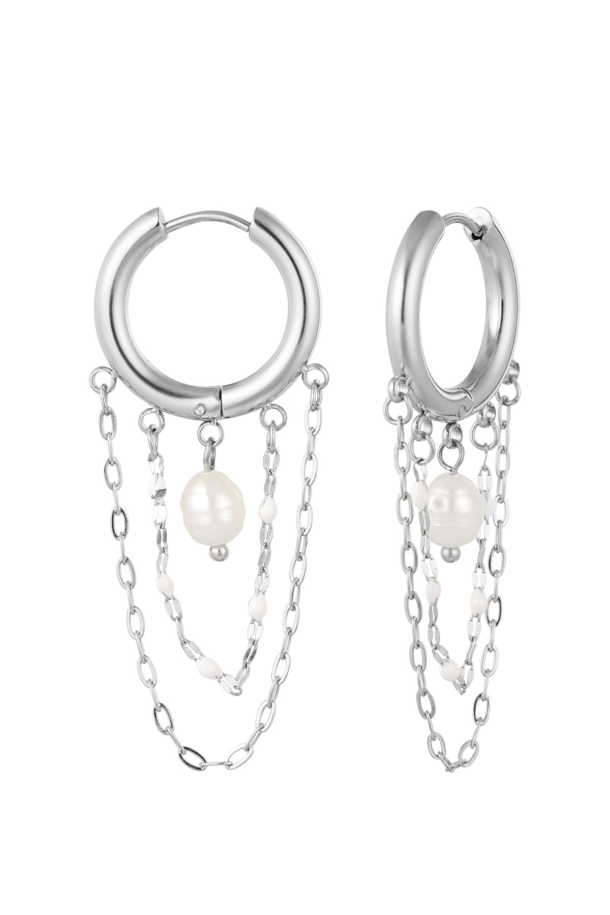 Earrings pearl party - silver h5 