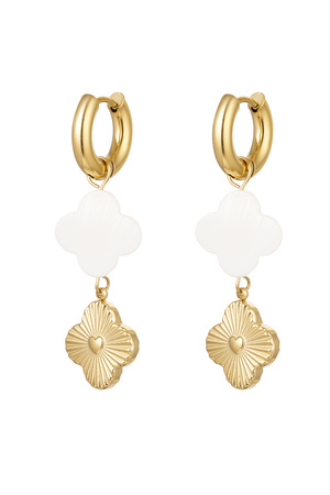 Earrings seashell clover & heart coin - gold Stainless Steel h5 
