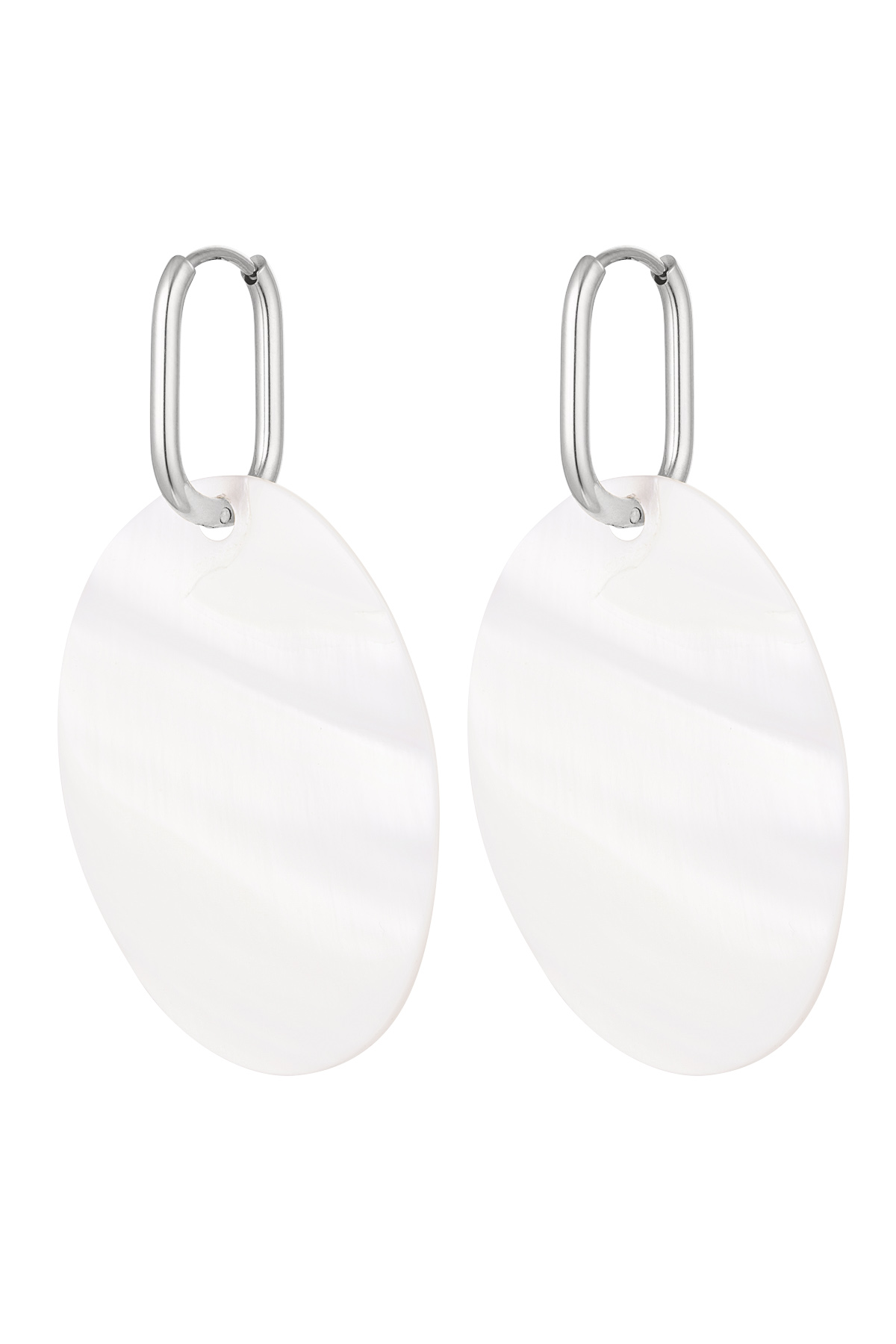 Earrings big coin - silver Stainless Steel