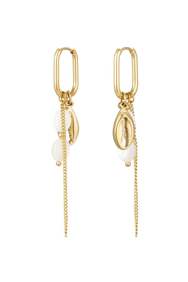 Earrings elongated with charms - gold Stainless Steel