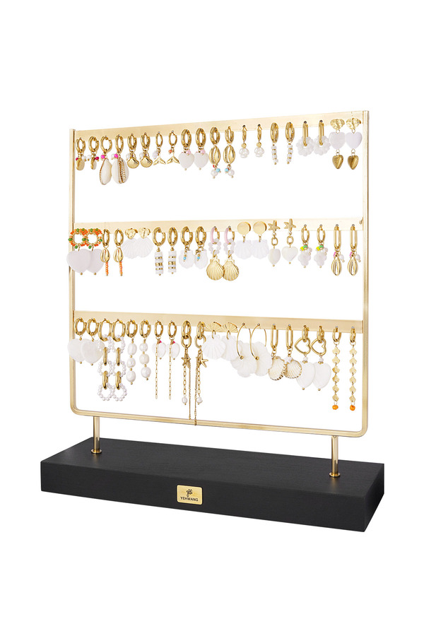 Pendientes display concha y perlas - oro