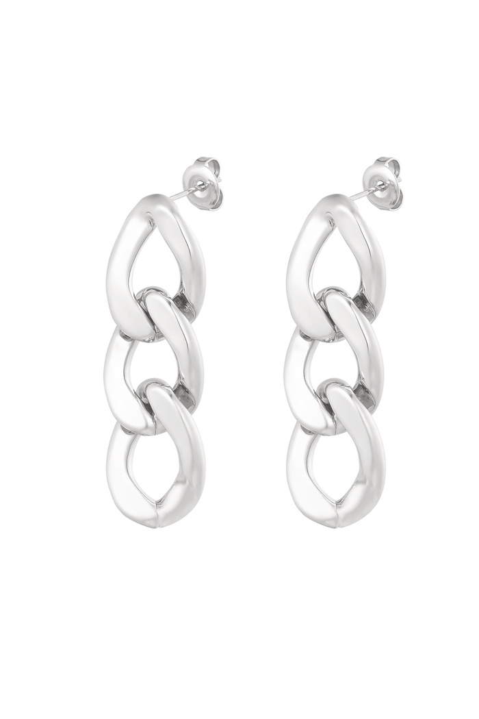 Earrings 3 link - silver 