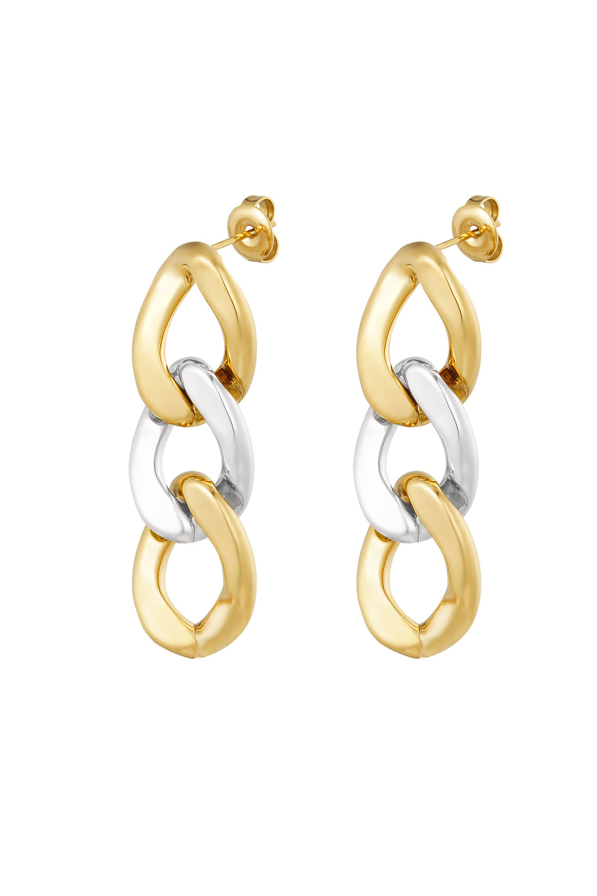Earrings 3 link - silver/gold