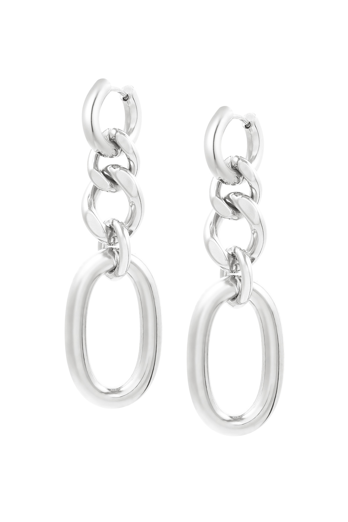 Earrings large/small links - silver h5 