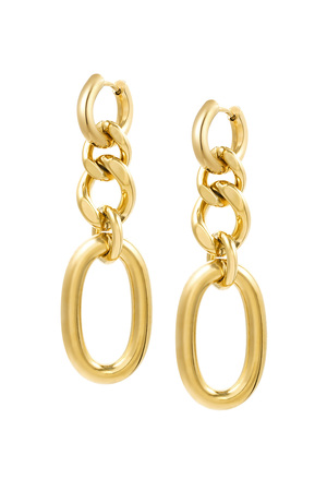 Earrings large/small links - gold h5 