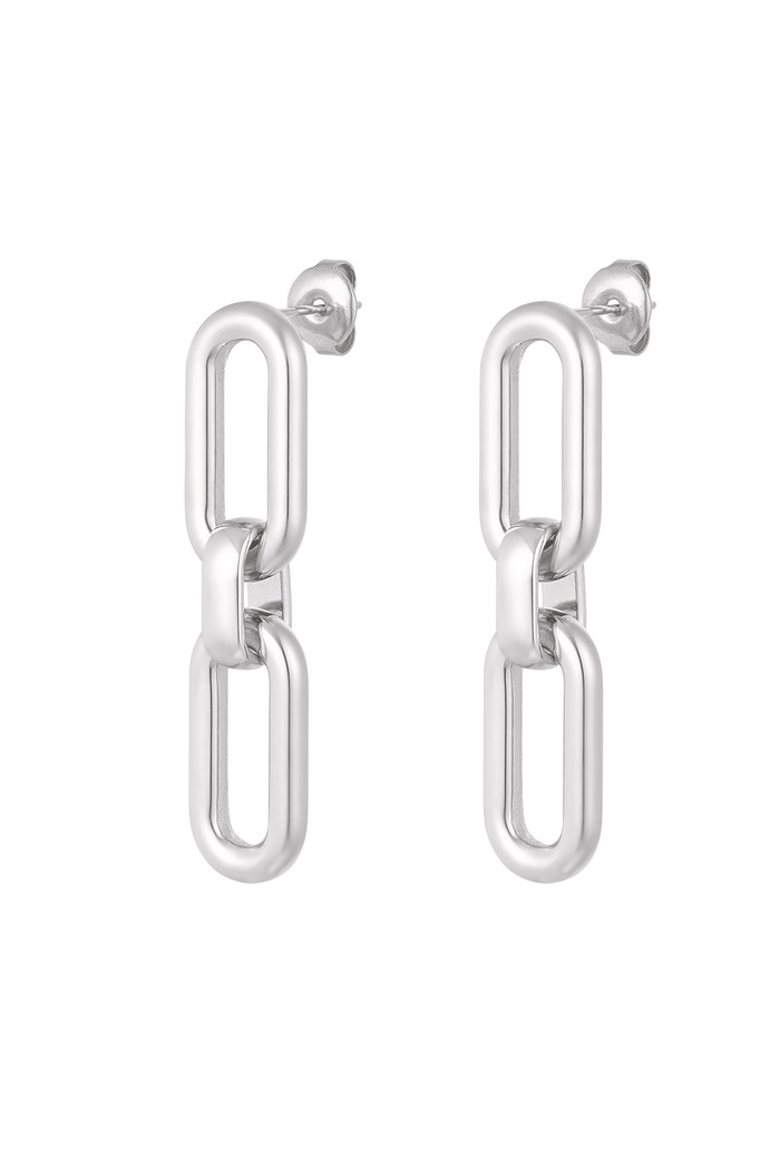 Earrings links elongated - silver 