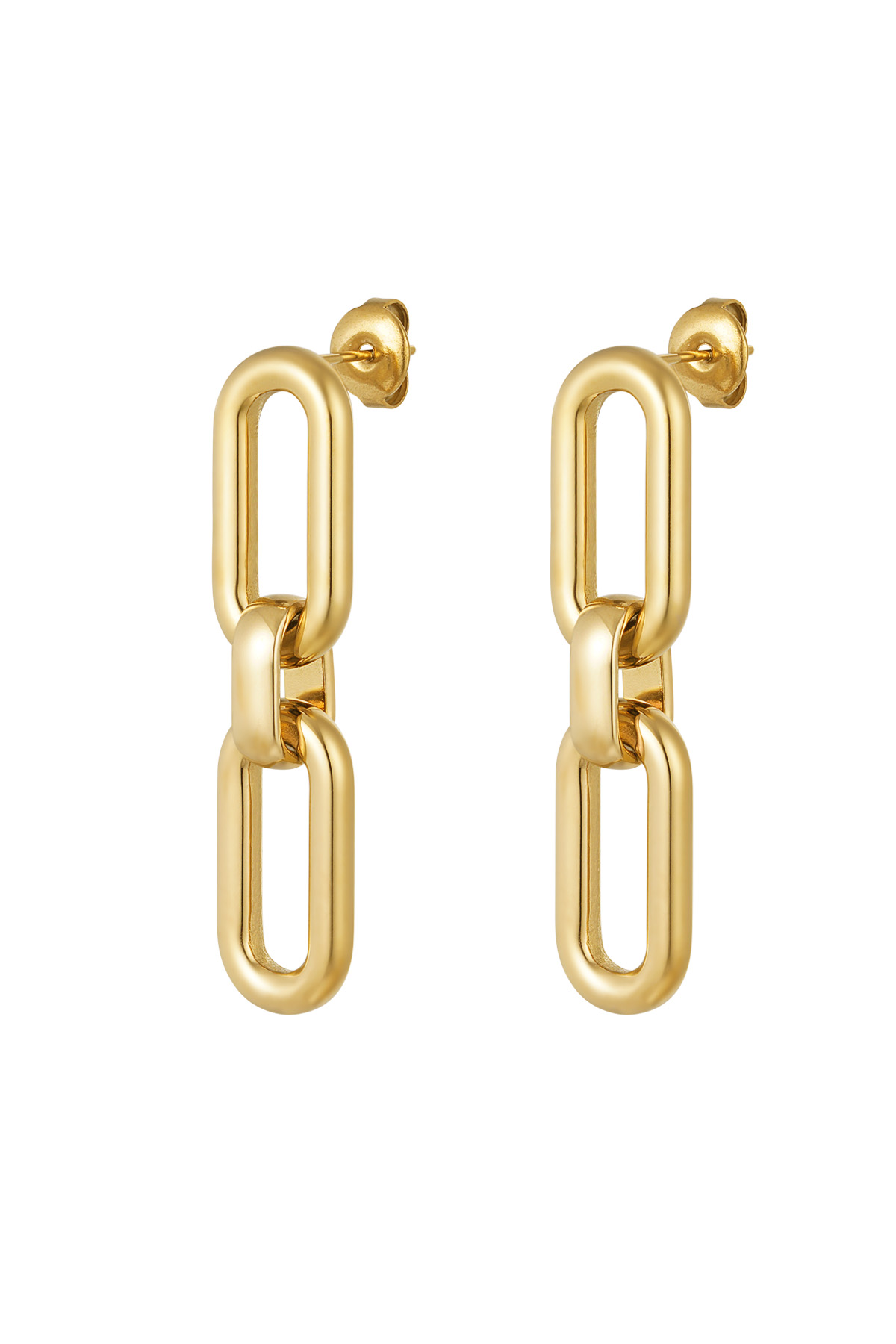 Earrings links elongated - Gold color