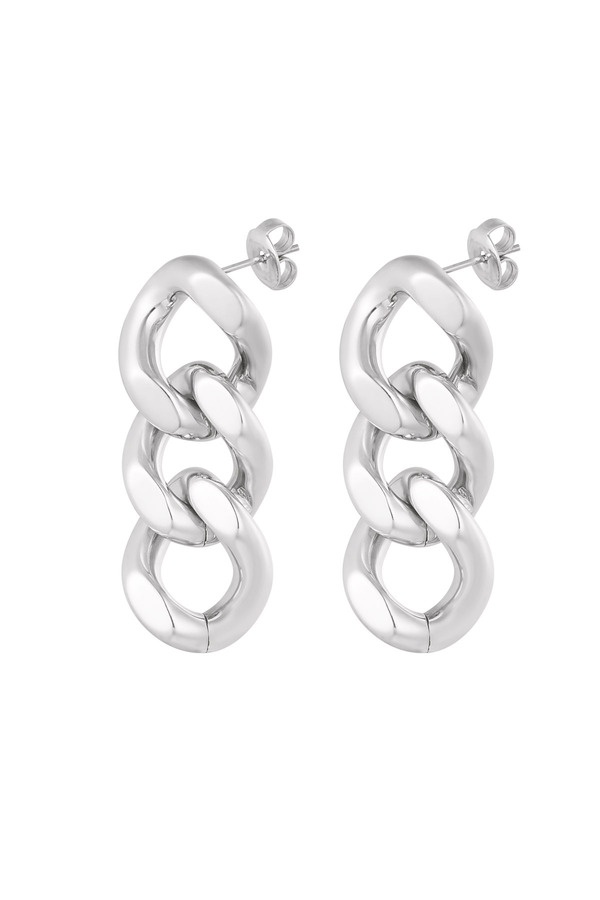 Earrings 3 links - silver