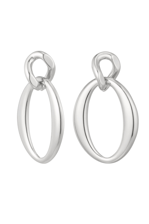 Earrings twisted pendant - silver