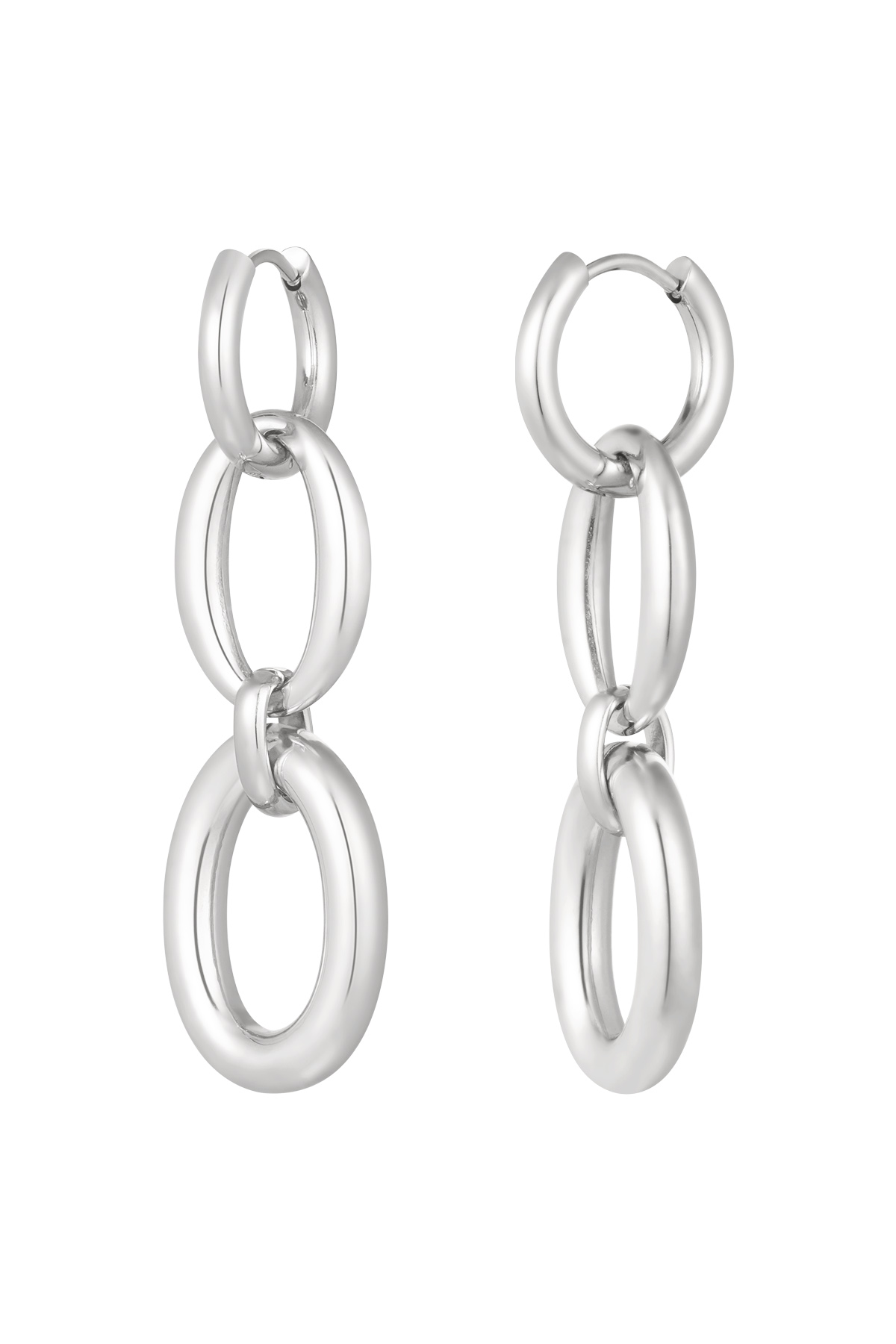 Earrings basic links - silver 