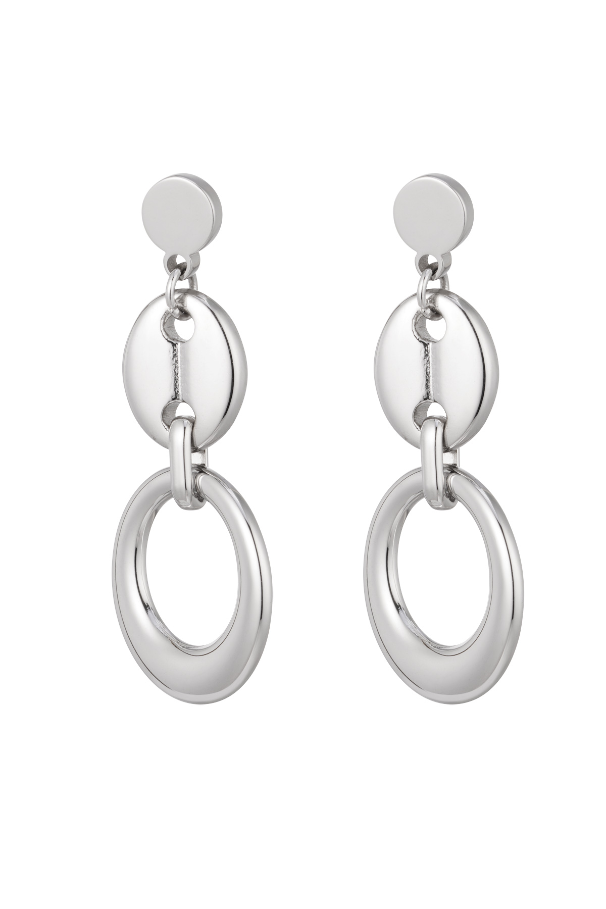 Boucles d'oreilles lien détail bouton - argent 