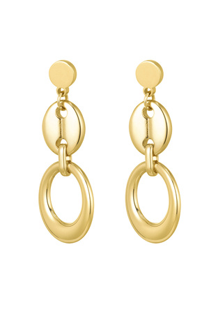 Earrings link with button detail - gold h5 