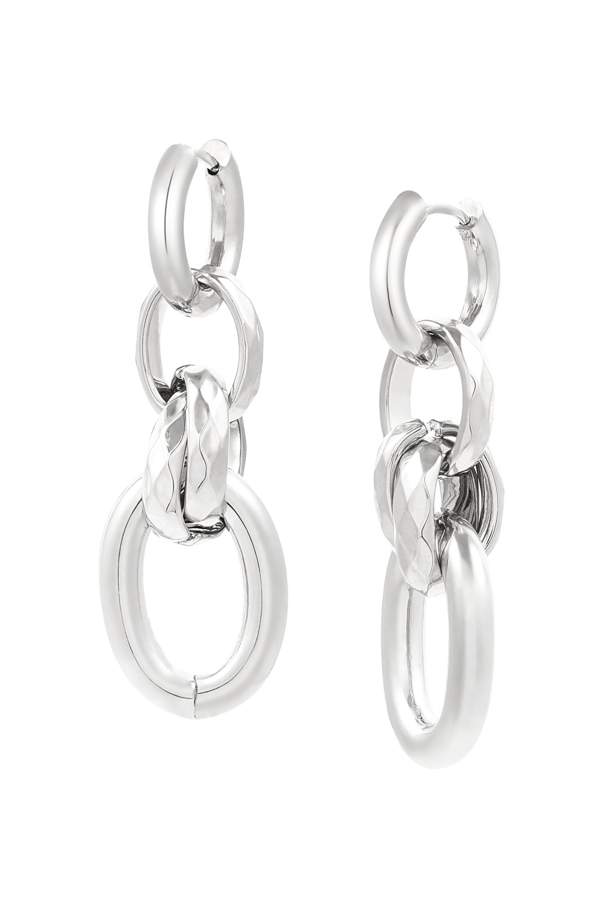 Earrings four links - silver h5 