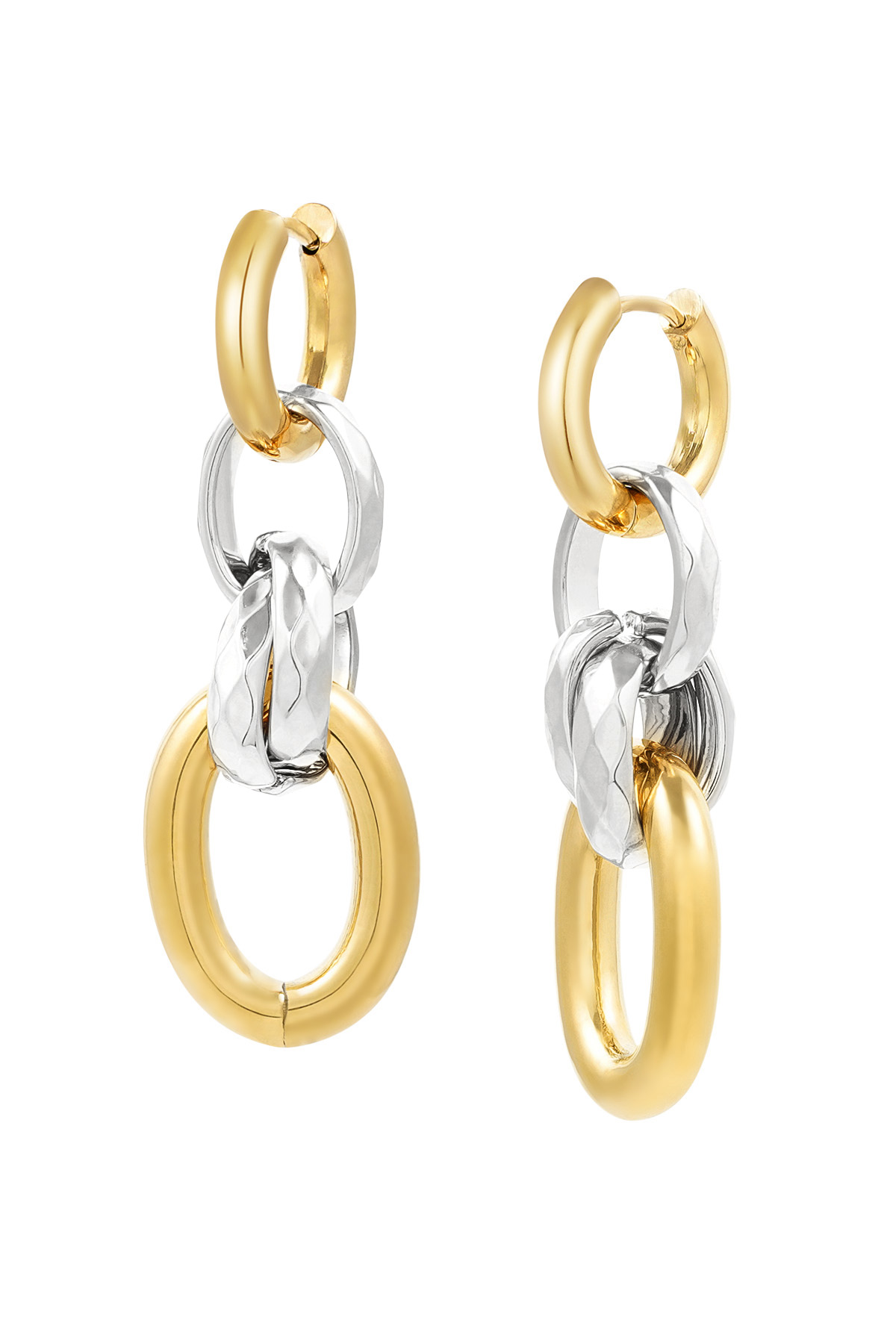 Earrings four links - silver/gold h5 