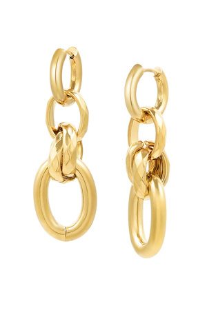 Earrings four links - gold h5 