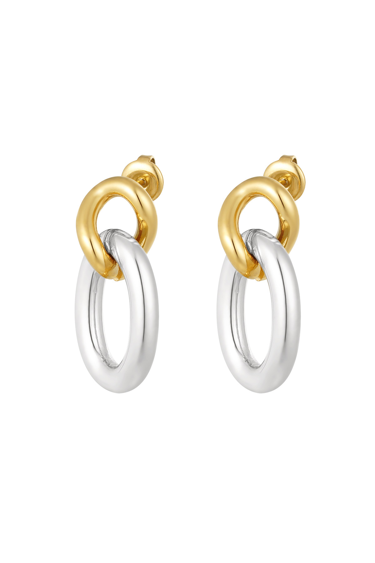 Pendientes eslabones - plata/oro h5 