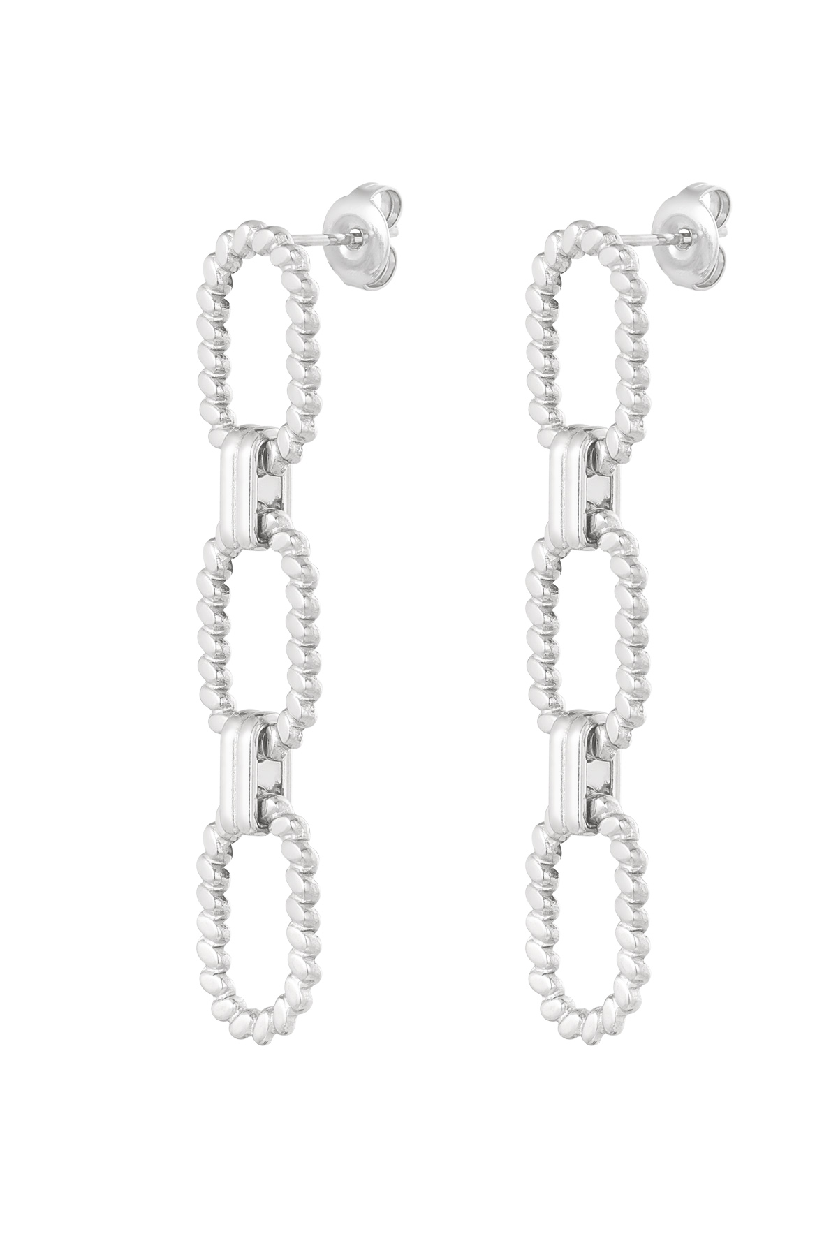 Chain earrings ribbed - silver h5 