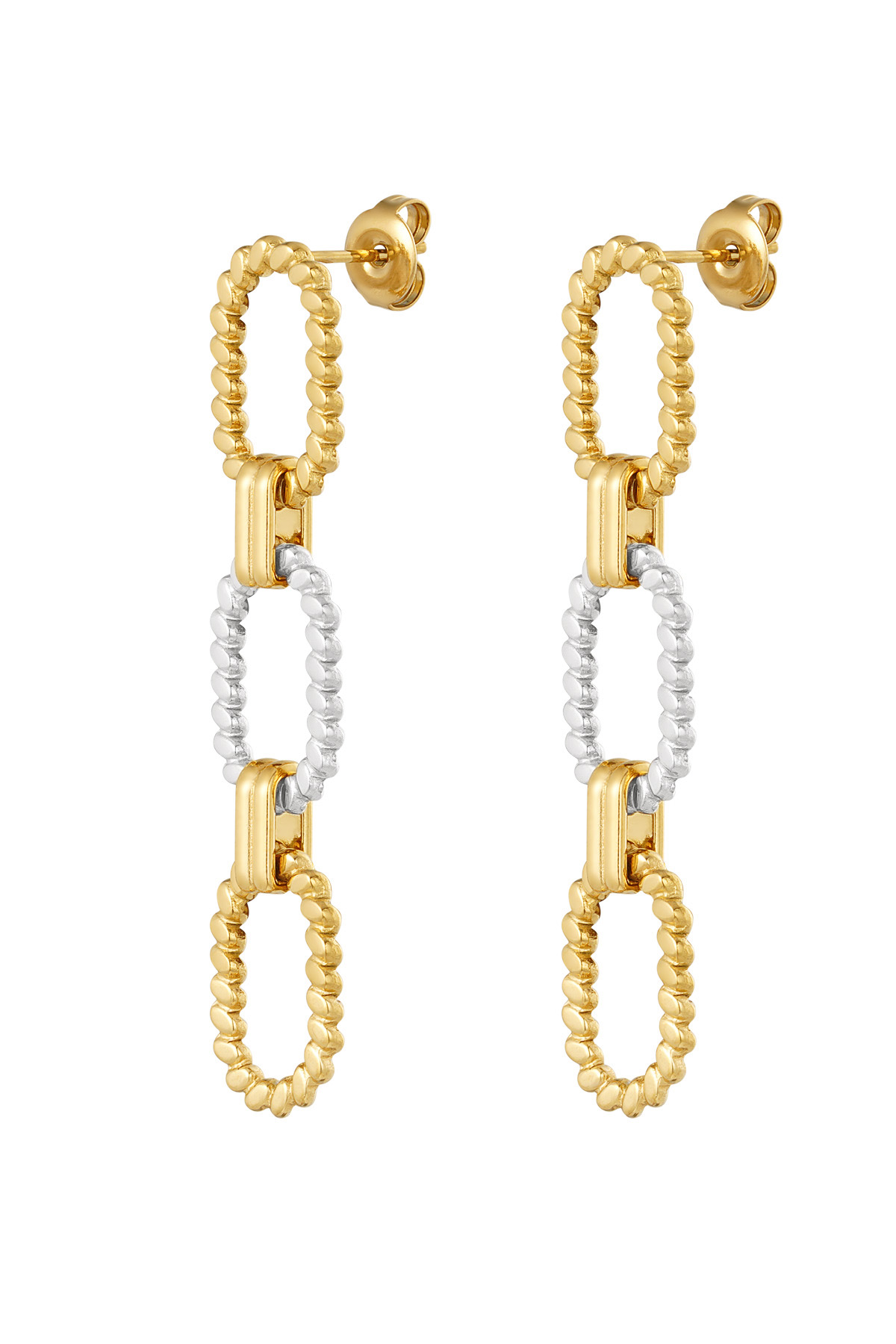 Chain earrings ribbed - silver/gold h5 
