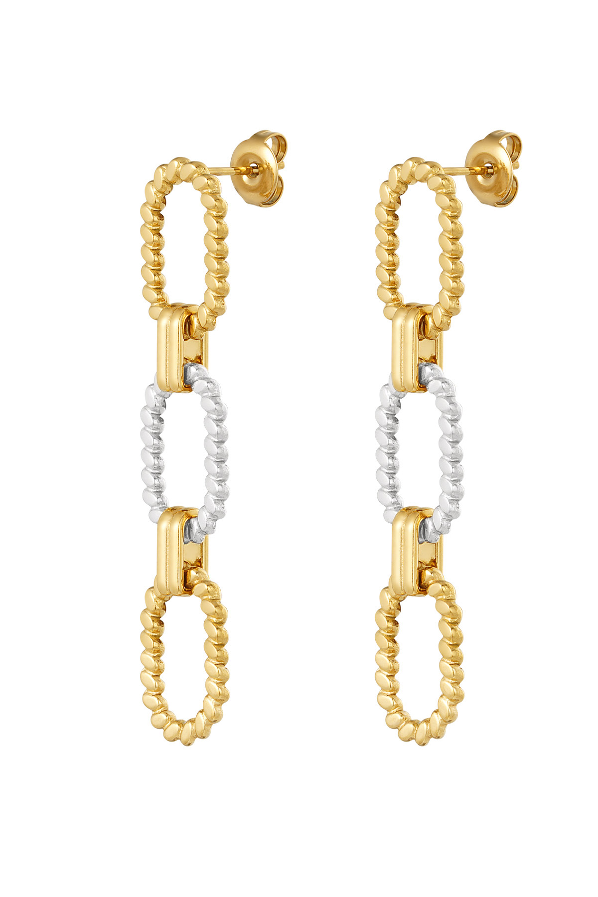 Chain earrings ribbed - silver/Gold color 2