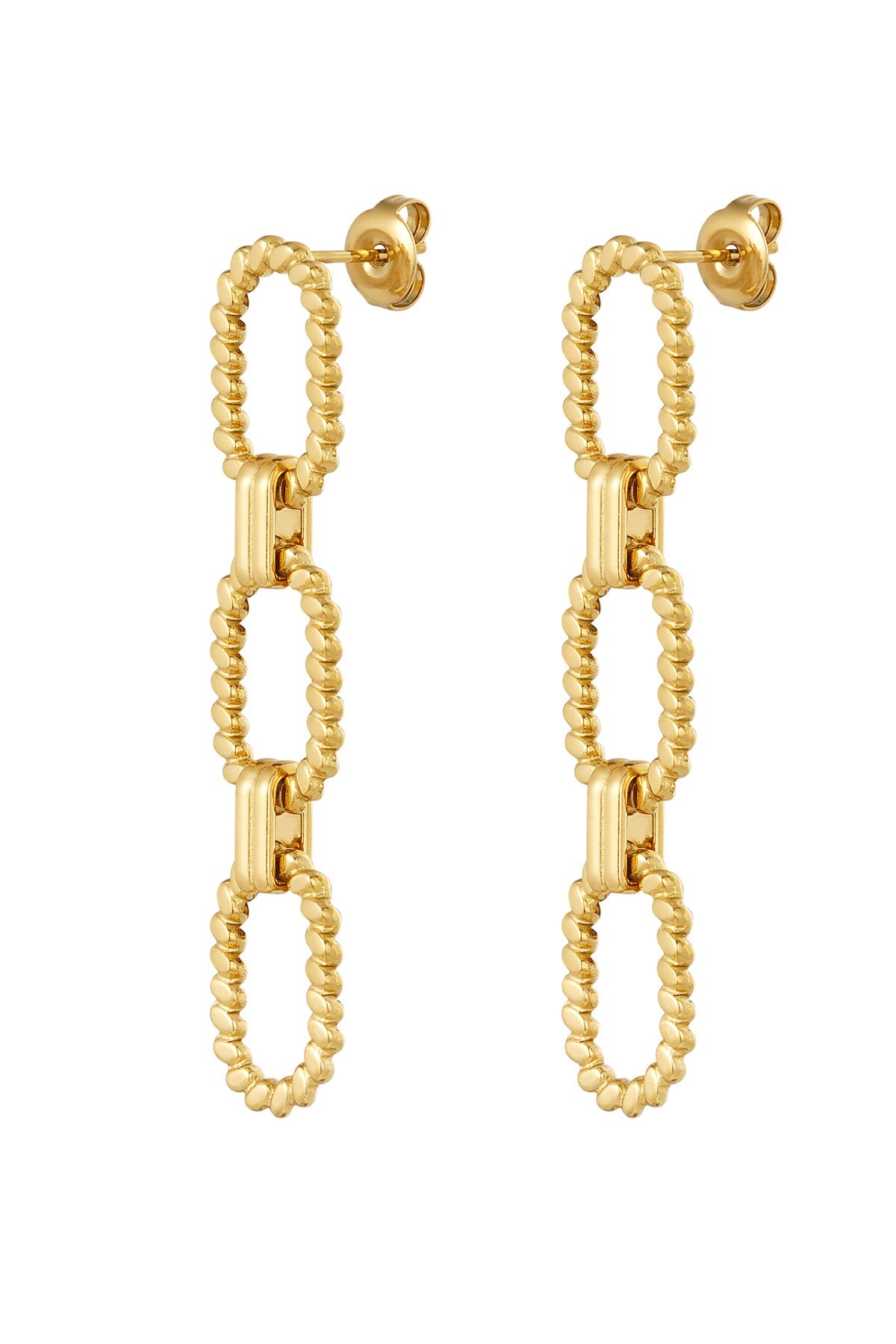 Chain earrings ribbed - gold