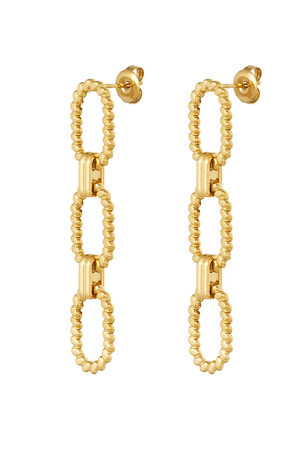 Chain earrings ribbed - gold h5 