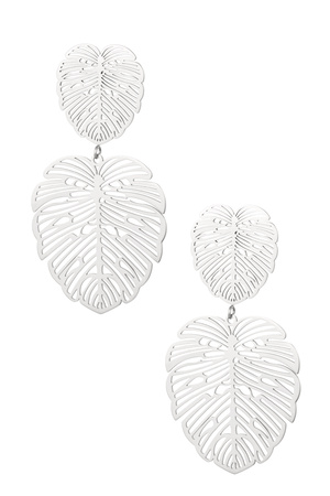 Earrings leaf & leaf - silver Stainless Steel h5 