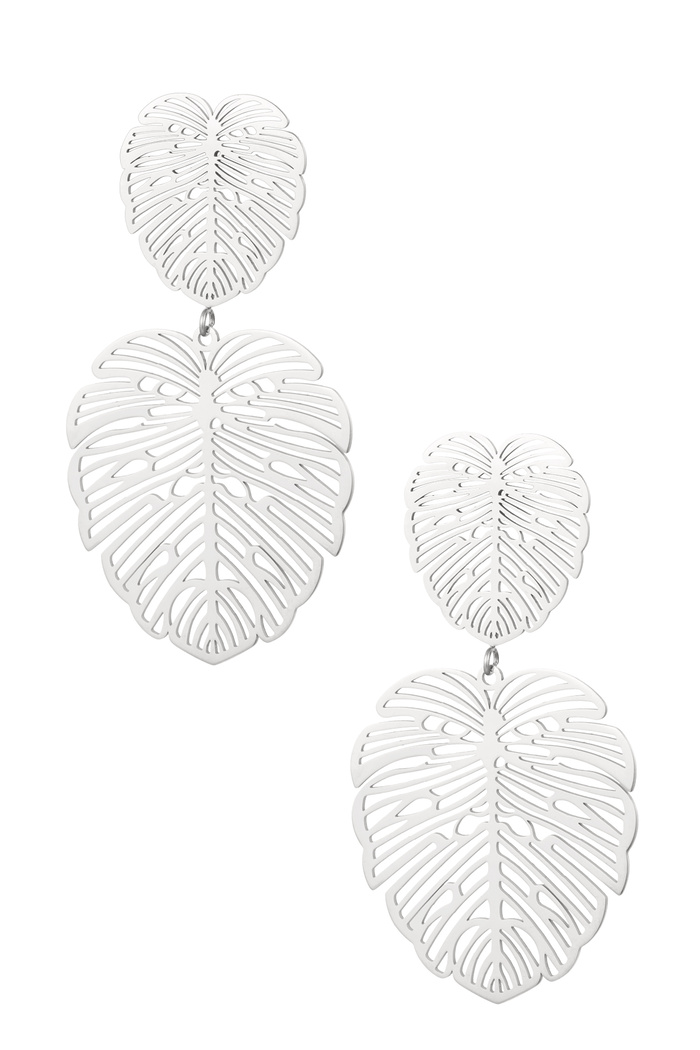 Earrings leaf & leaf - silver Stainless Steel 