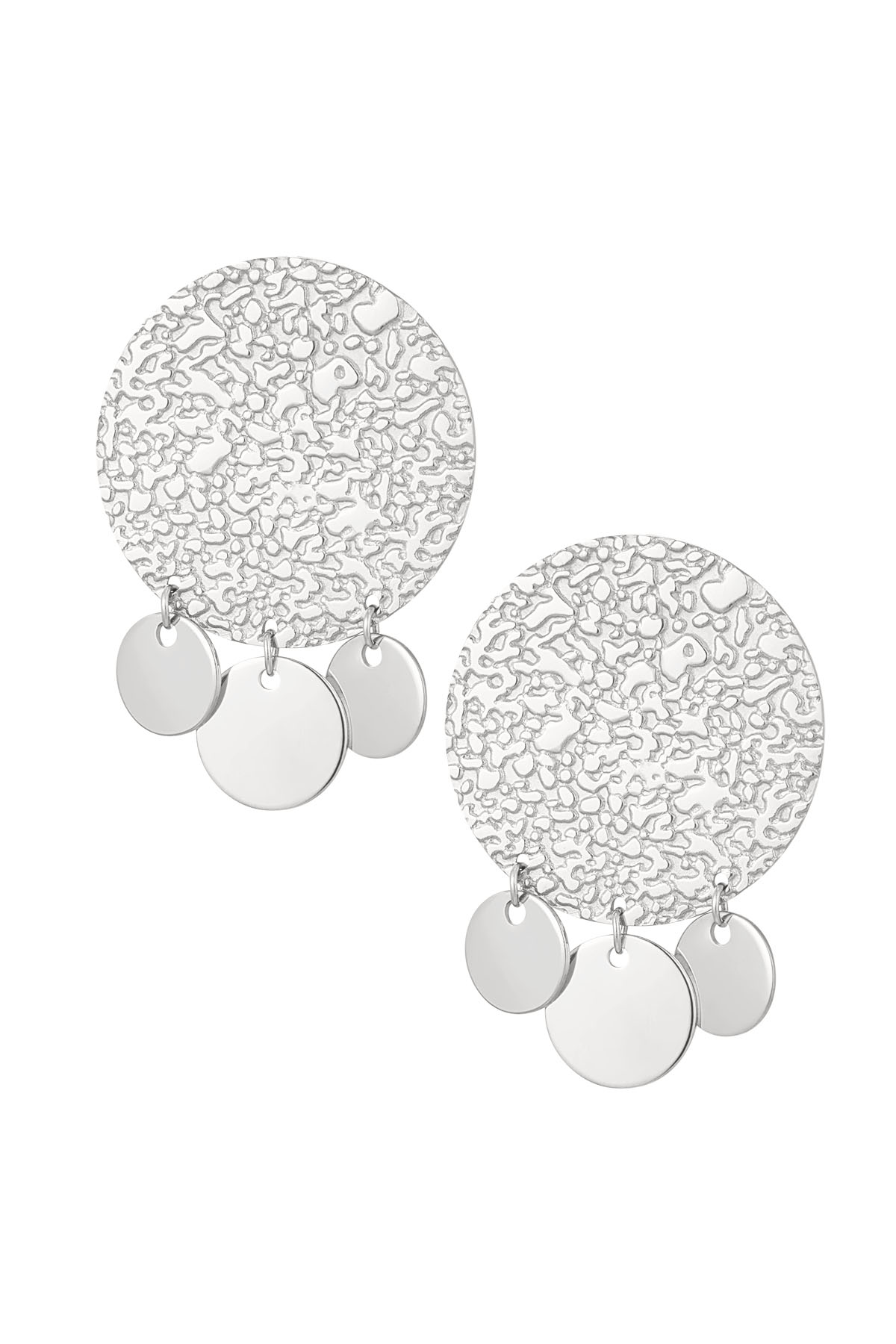 Earrings coin with bells - silver h5 