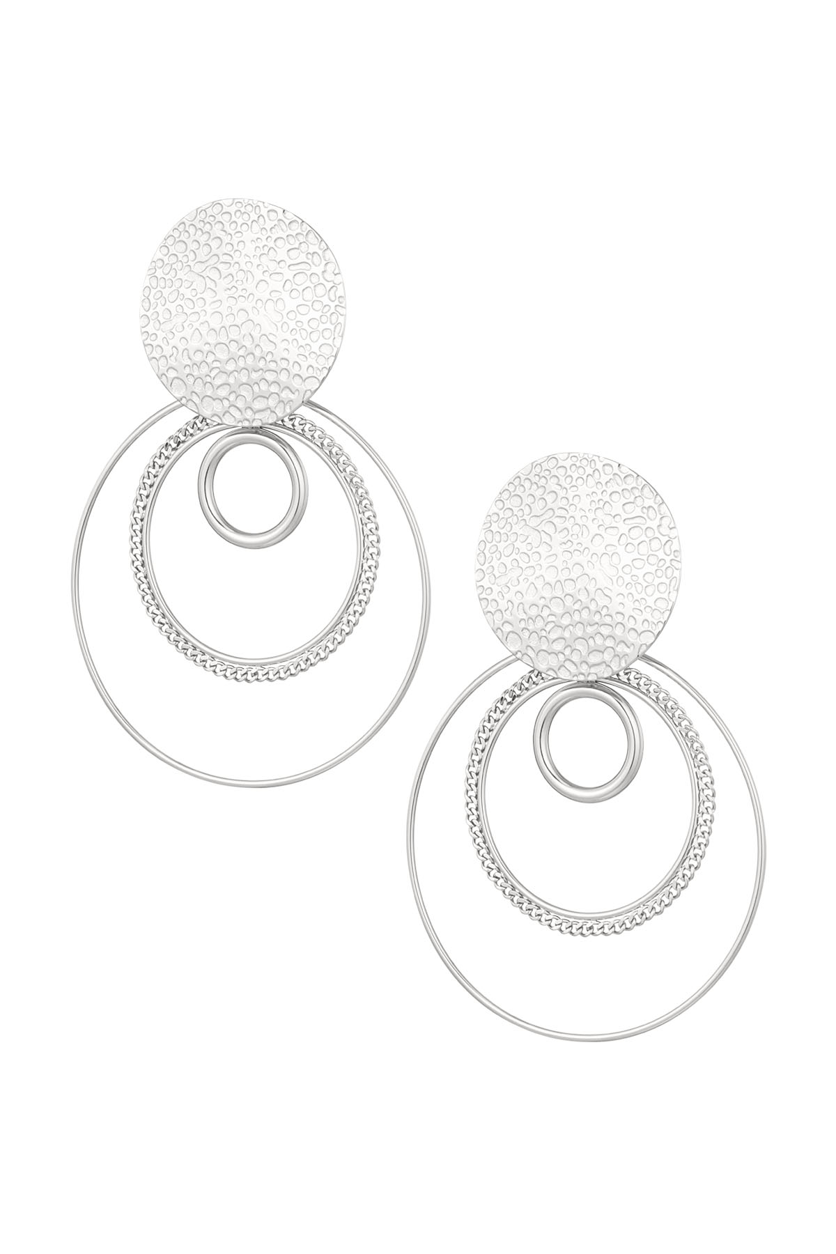 Earrings different rings - silver h5 