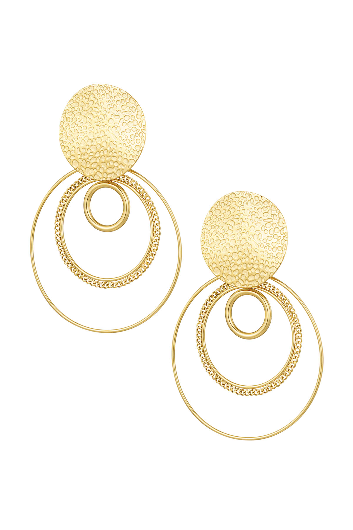 Earrings different rings - gold