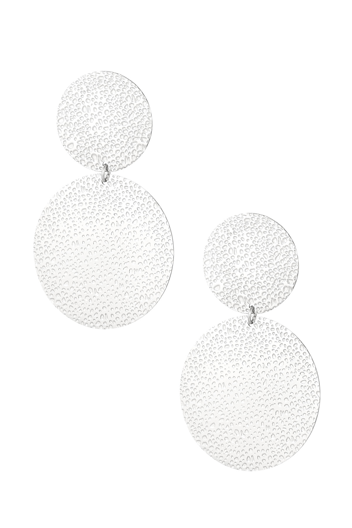 Earrings statement circles with print - silver h5 