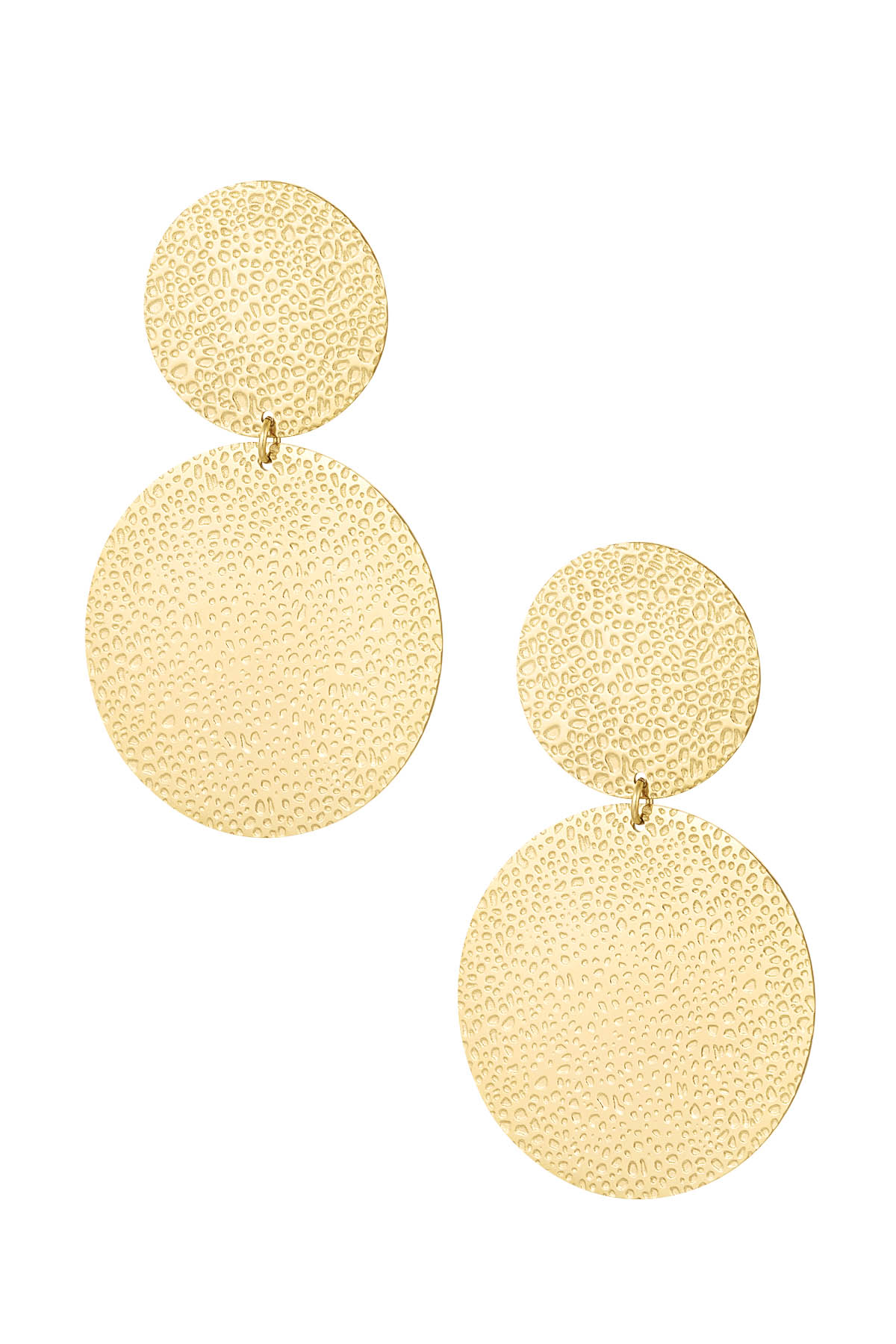 Earrings statement circles with print - gold