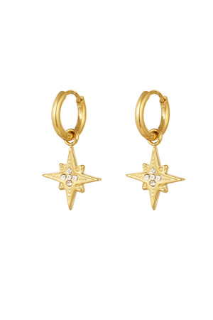 Boucles d'oreilles charm étoile avec strass - doré Acier Inoxydable h5 