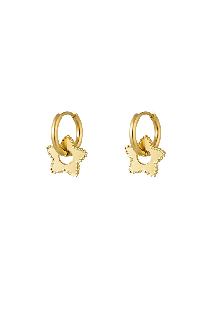 Earrings with flower charm - gold 