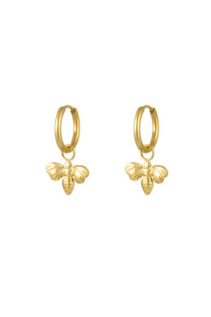 Earrings with charm "bee" - gold h5 