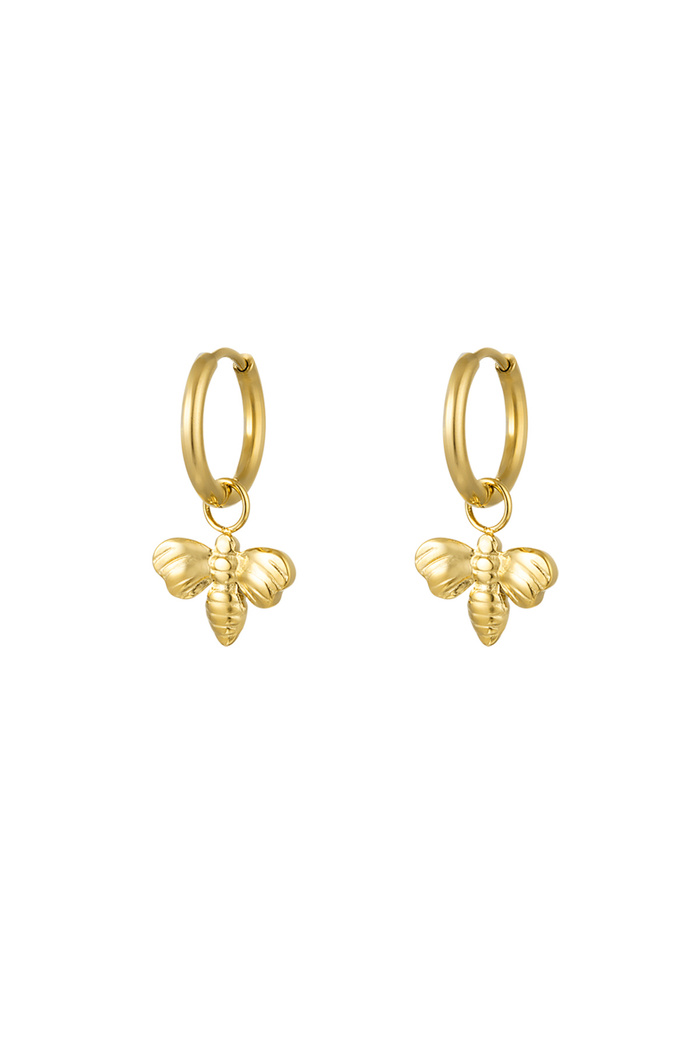 Earrings with charm "bee" - gold 