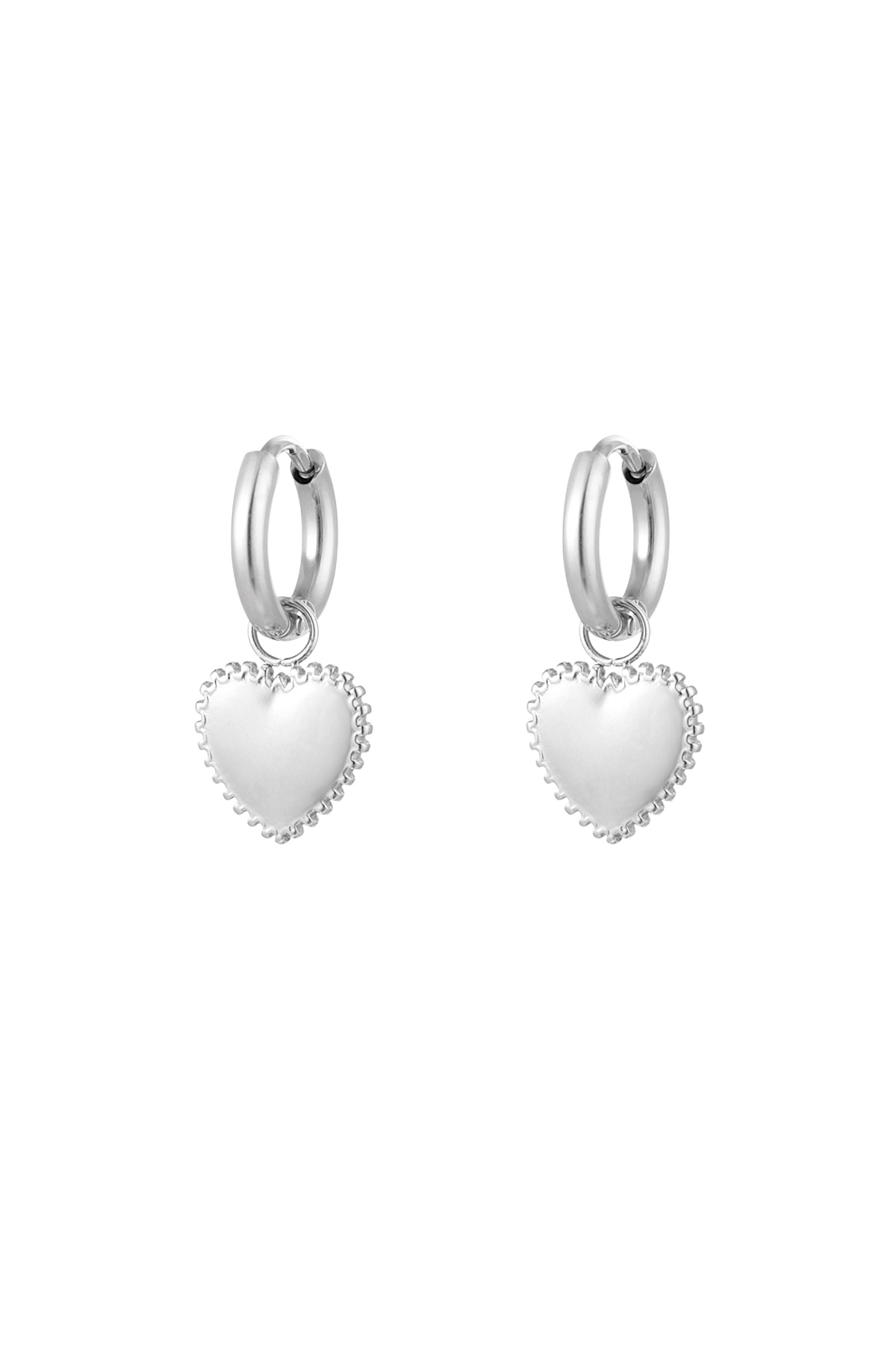 Pendientes corazón decorado pequeño - plata h5 