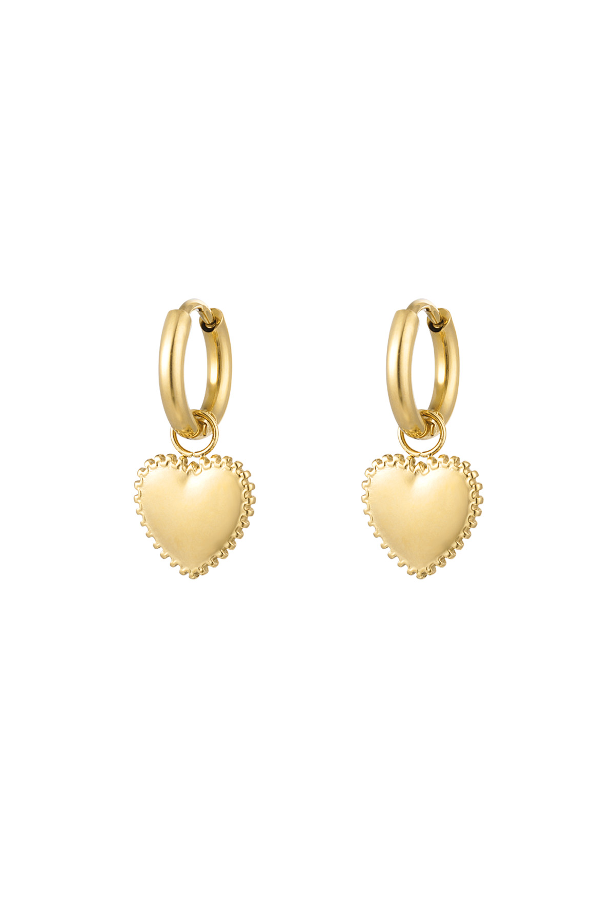 Boucles d'oreilles coeur décoré petit - or